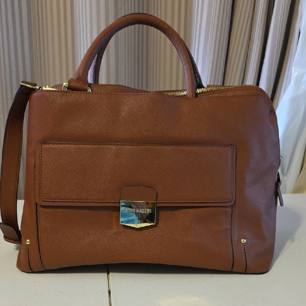 Steve Madden Tan Leather Briefcase - Picture 1 of 11